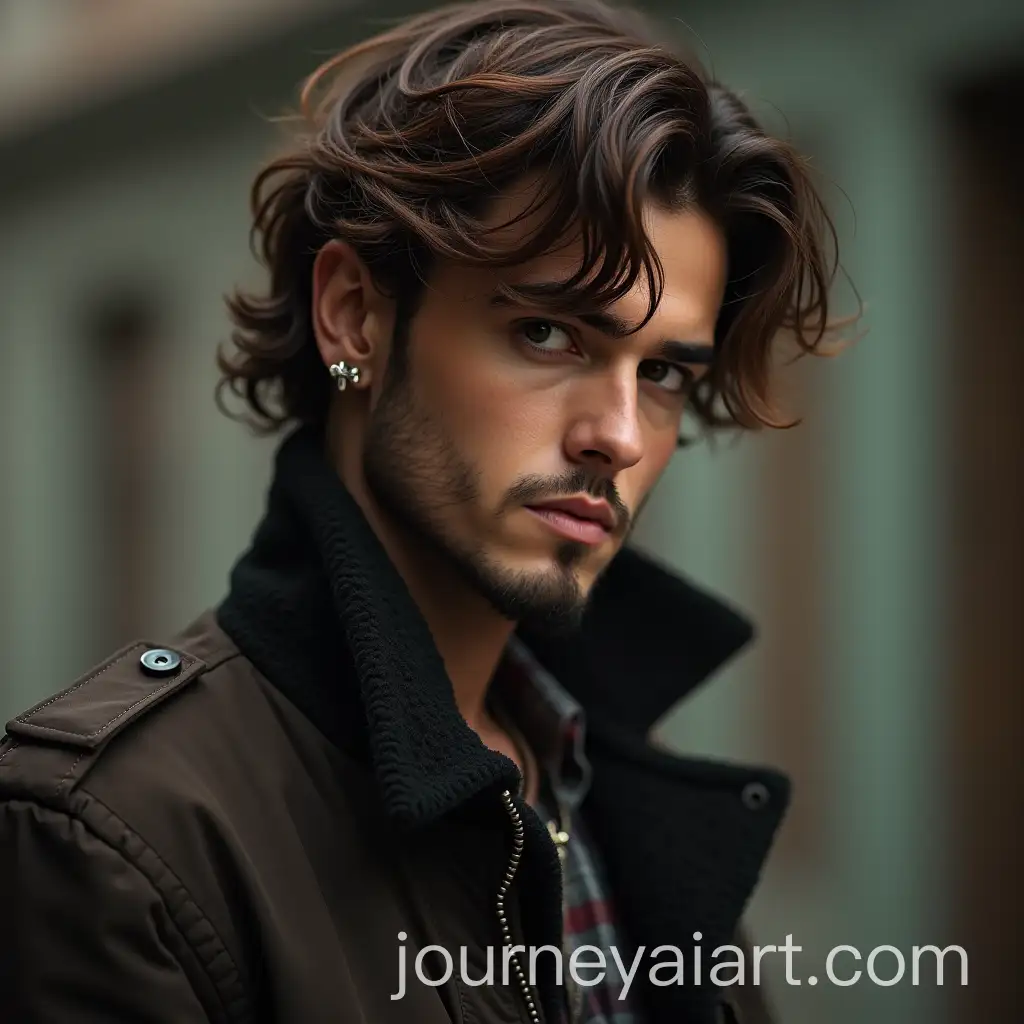 Menacing-Guy-with-BrownAI-Image-Prompt-Expansion-Curtain-Hair-and-Cross-Earring-in-Valorant-Style-Bomber-Jacket