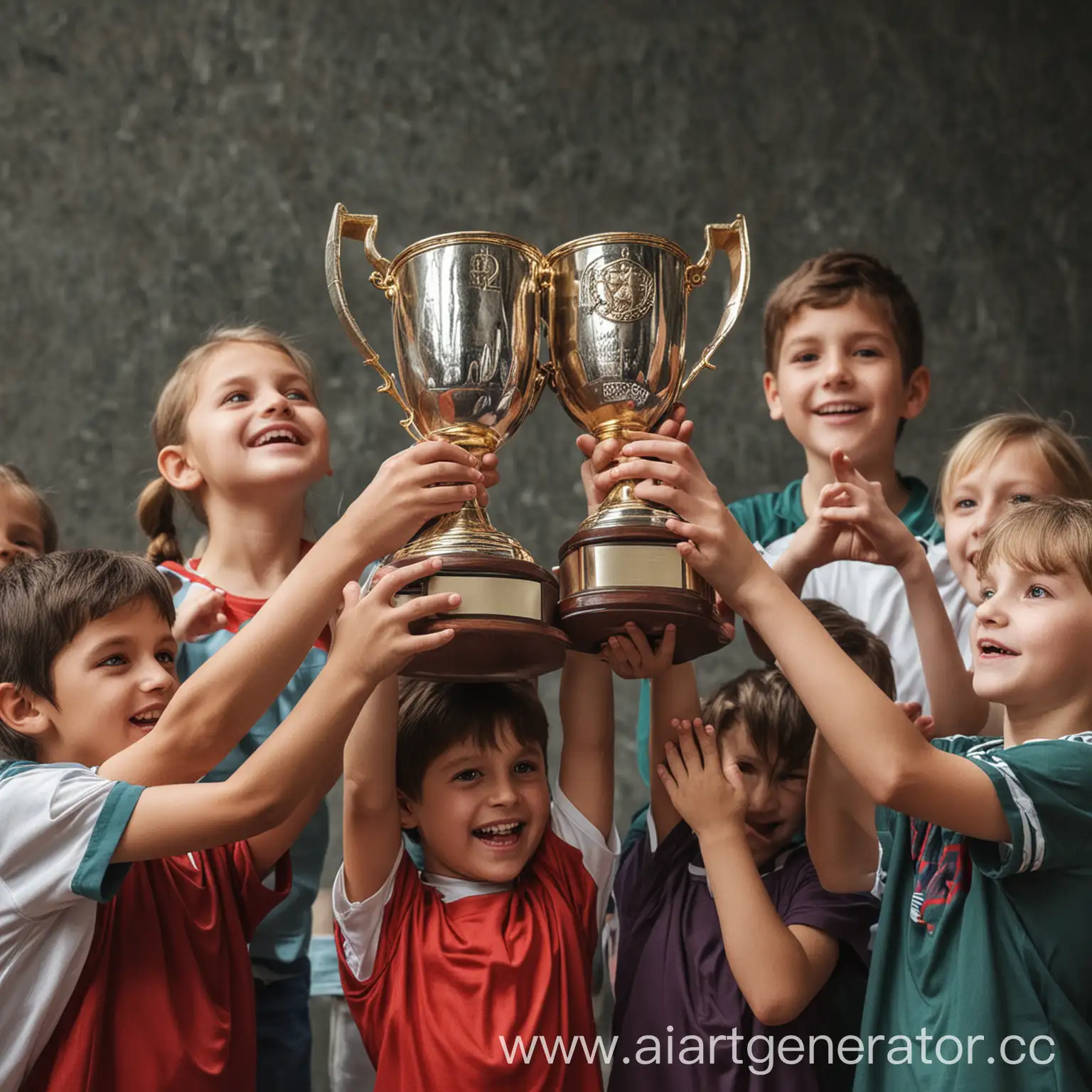 Excited-Children-Holding-Trophy