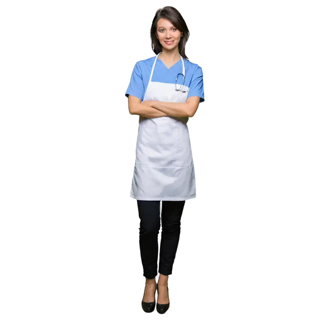 Cute-Girl-Doctor-in-Apron-Posing-Like-Success-PNG-Image-for-Versatile-Use