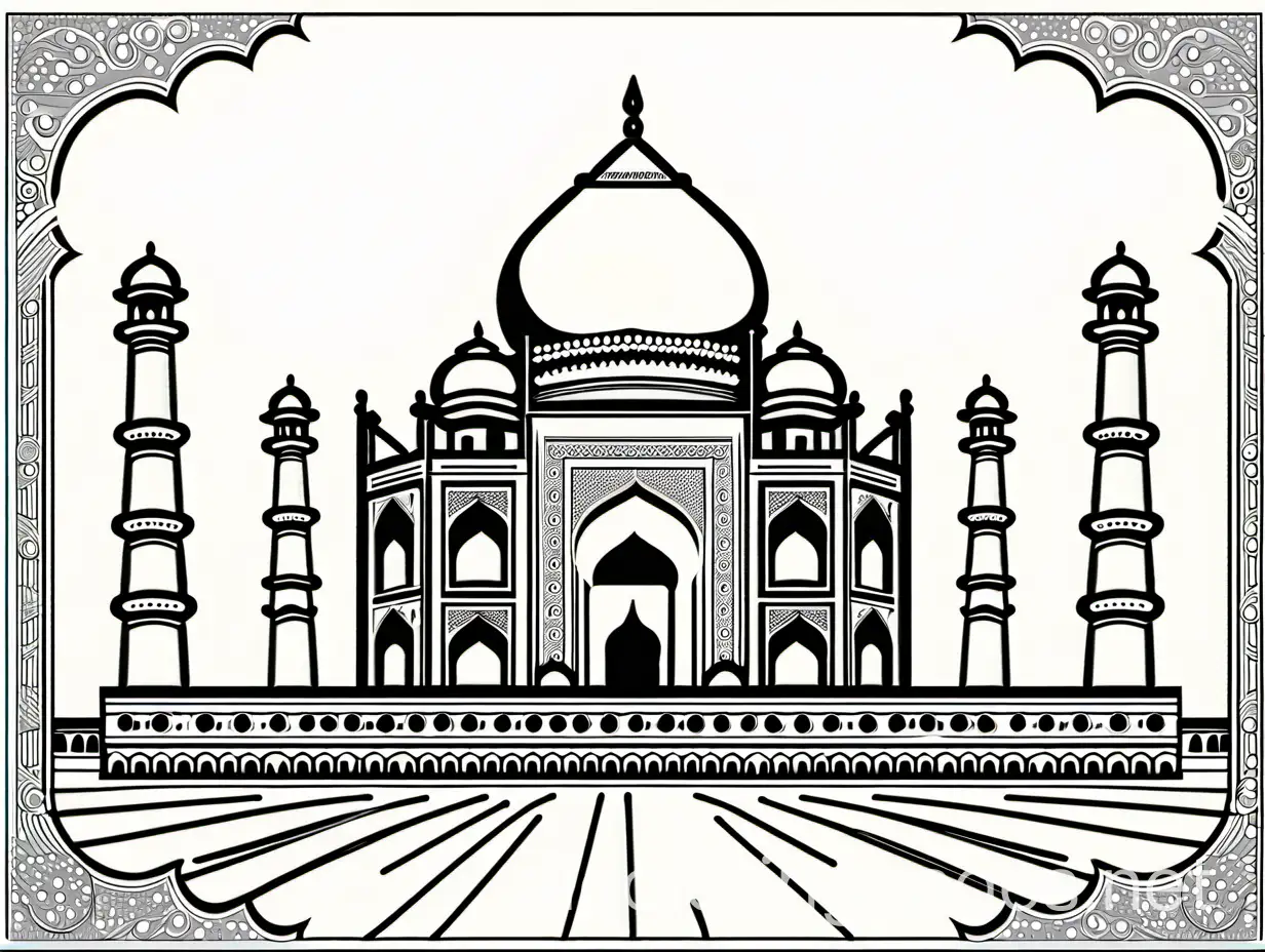 Taj-Mahal-India-Coloring-Page-with-Ample-White-Space