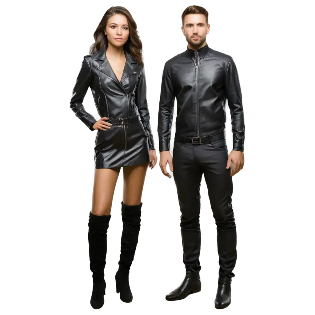 HighQuality-3D-PNG-Image-of-Male-and-Female-Models-in-Leather-Clothes-Facing-the-Camera