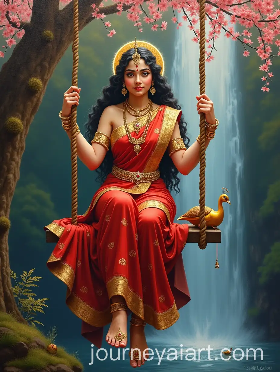 Radha-on-a-Swing-Beneath-a-Kadamba-Tree-with-Divine-Beauty-and-Symmetry