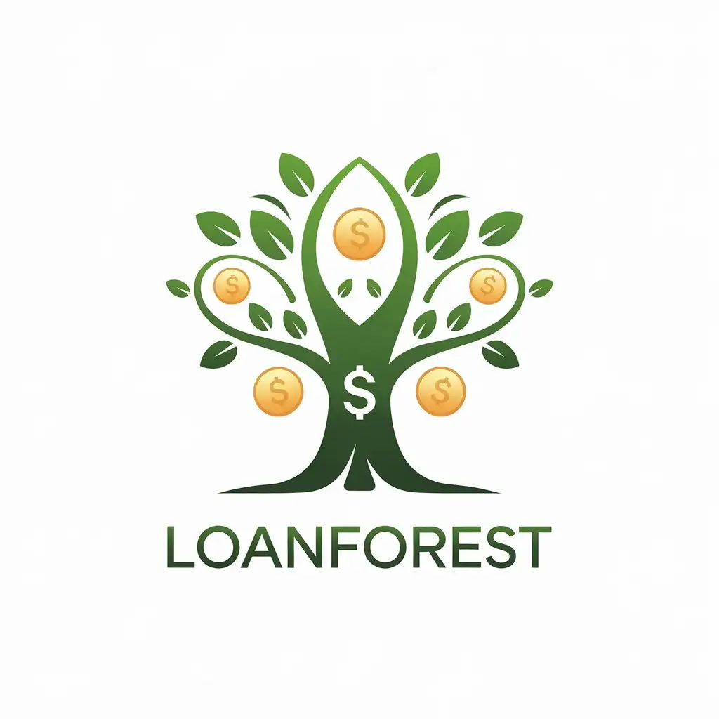 LOGO-Design-For-LoanForest-Green-Loan-Forest-Theme-with-Gold-Elements