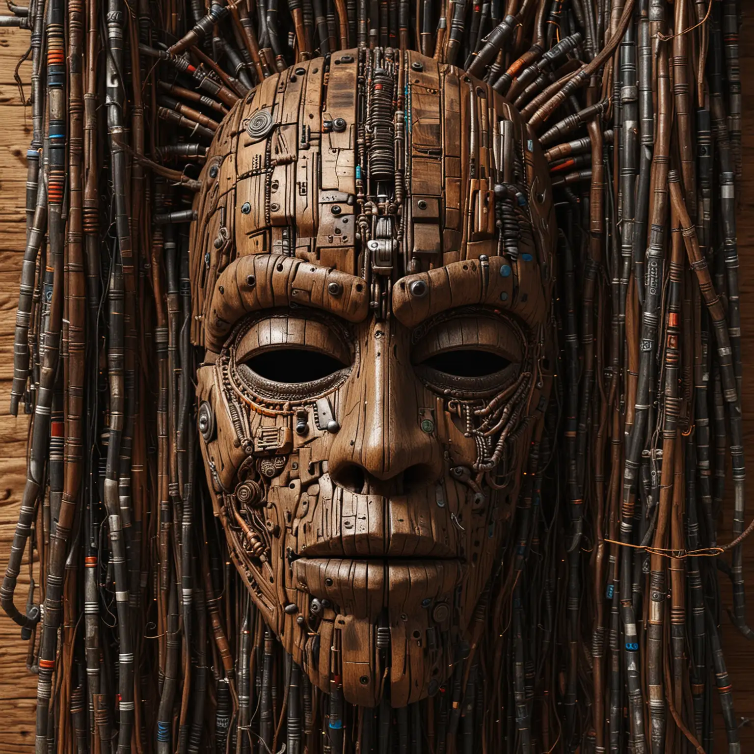 African-Tribal-Mask-with-Computer-Circuitry-and-USB-Dreadlocks