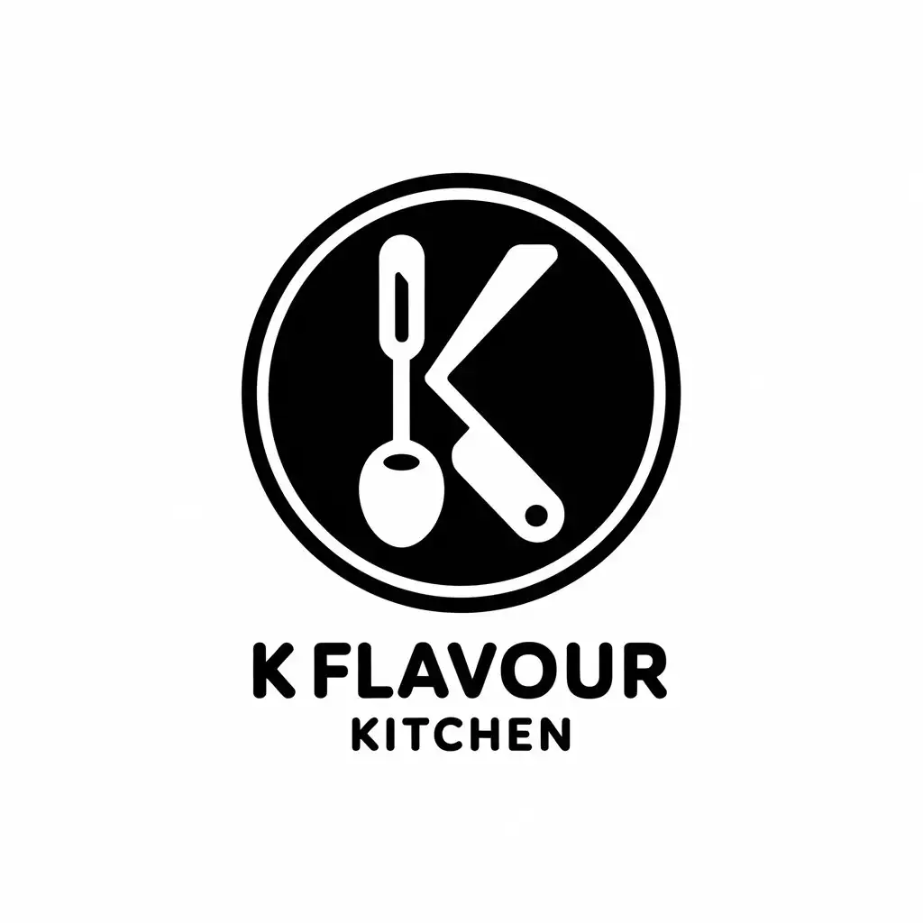 LOGO Design for K Flavour Kitchen Round Moderate Clean Design for Restaurant Industry