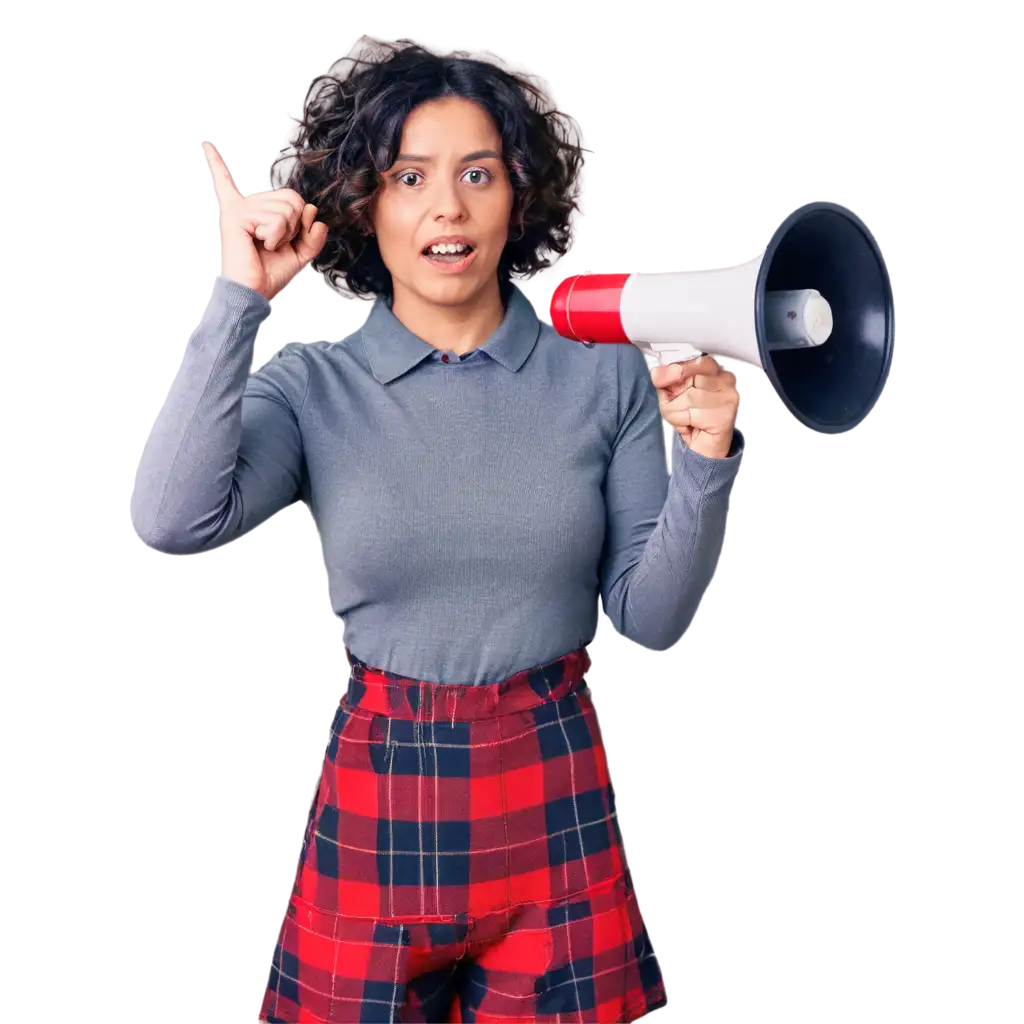 Woman-with-Collar-and-Megaphone-PNG-Image-HighQuality-Transparent-Visual-for-Diverse-Use-Cases