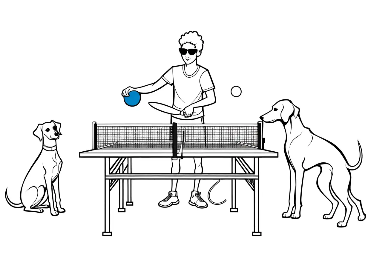 Trendy-Cavoodle-Playing-Table-Tennis-with-Sinister-Greyhound-Coloring-Page