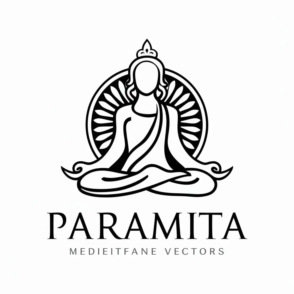 a vector logo design,with the text "paramita", main symbol:meditation images,Moderate,be used in Religious industry,clear background