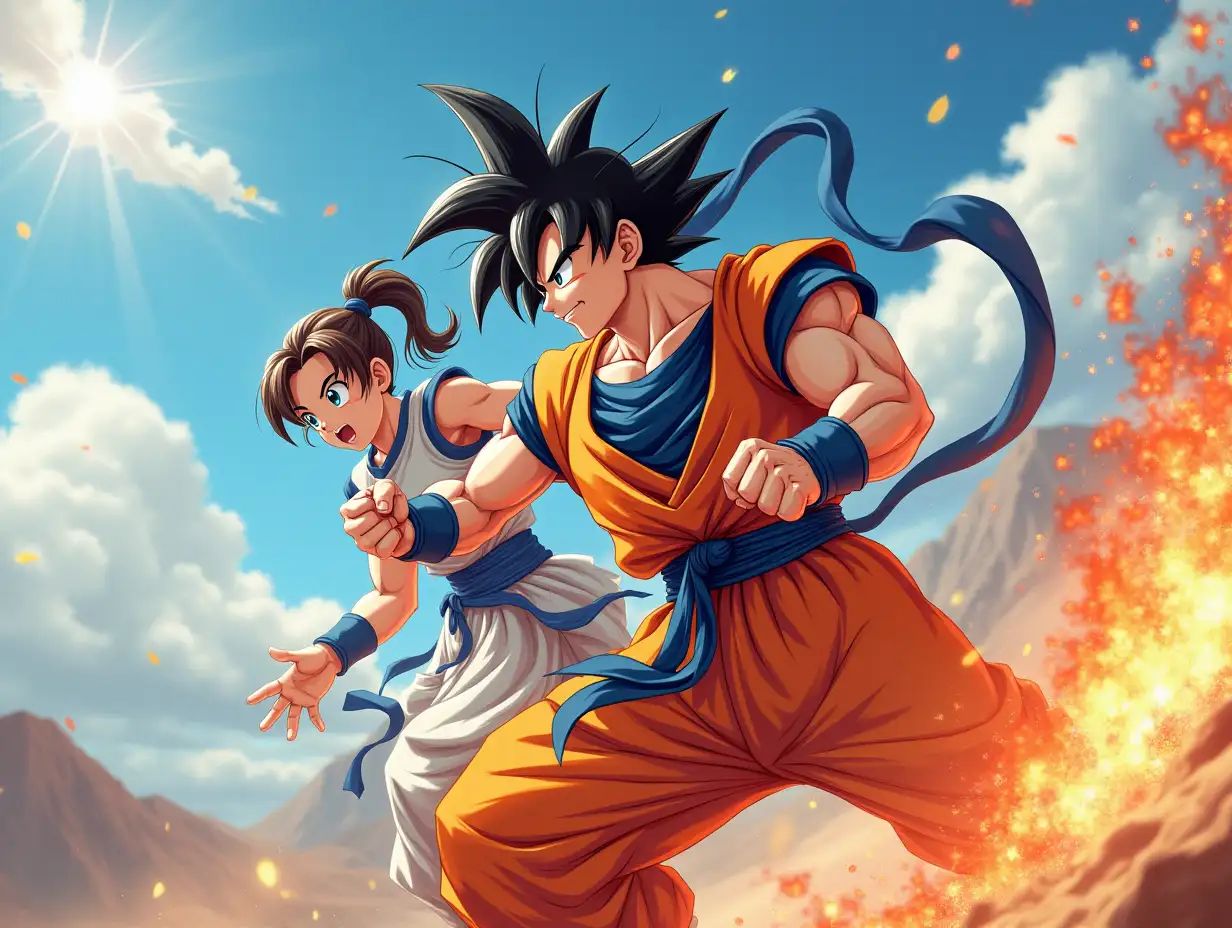 dragon ball fighting in sky conter sheng long