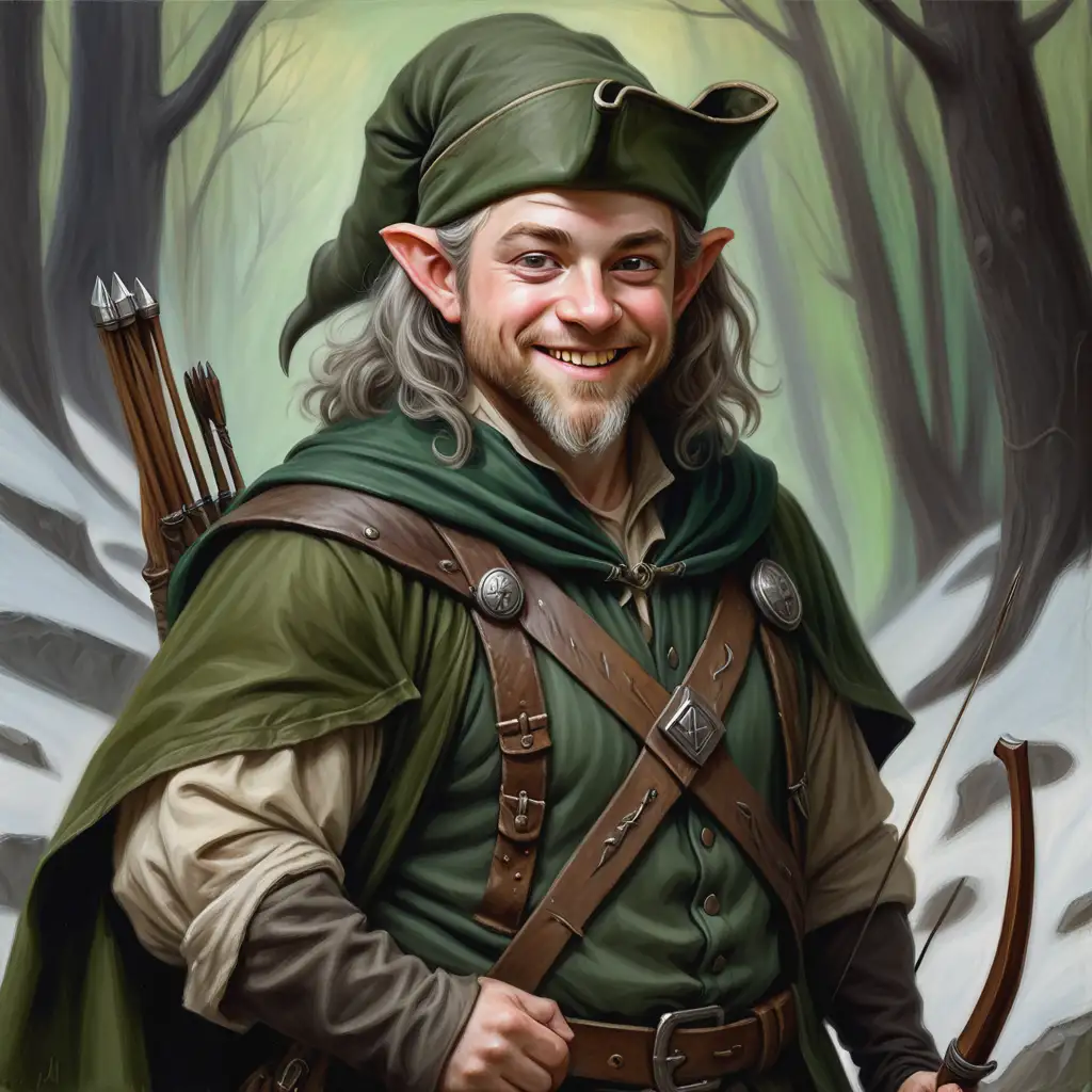 Middle Aged Halfling Ranger Jeremy Allen White Fantasy Oil Painting