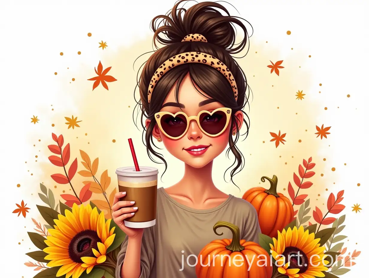 ConfAI-Image-Prompt-Expansionident-Stylish-Woman-with-Pumpkin-Spice-Latte-Surrounded-by-Autumn-Elements-and-Sunflowers