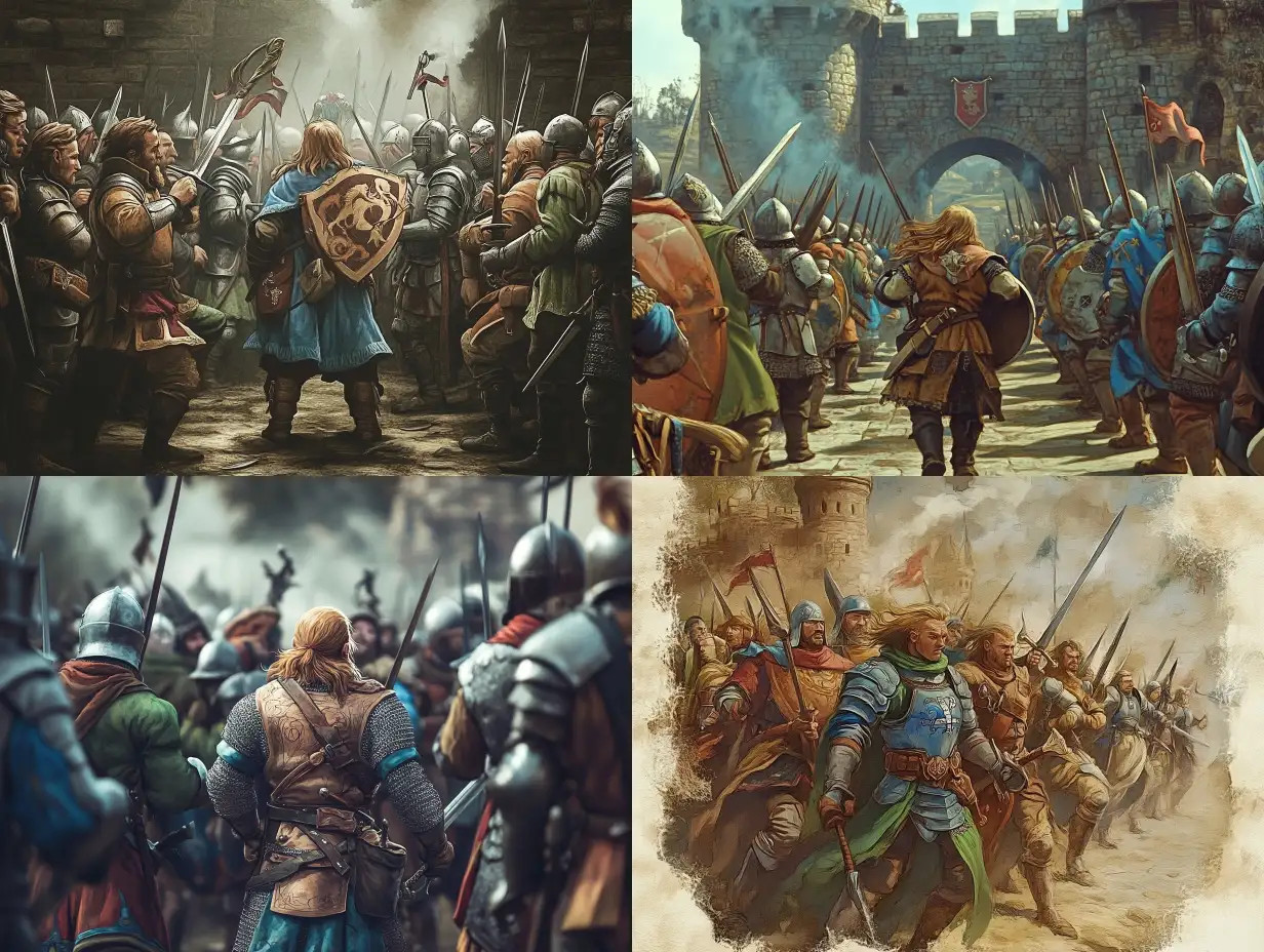 Medieval-French-Army-of-Soldiers-in-Formation-Front-View