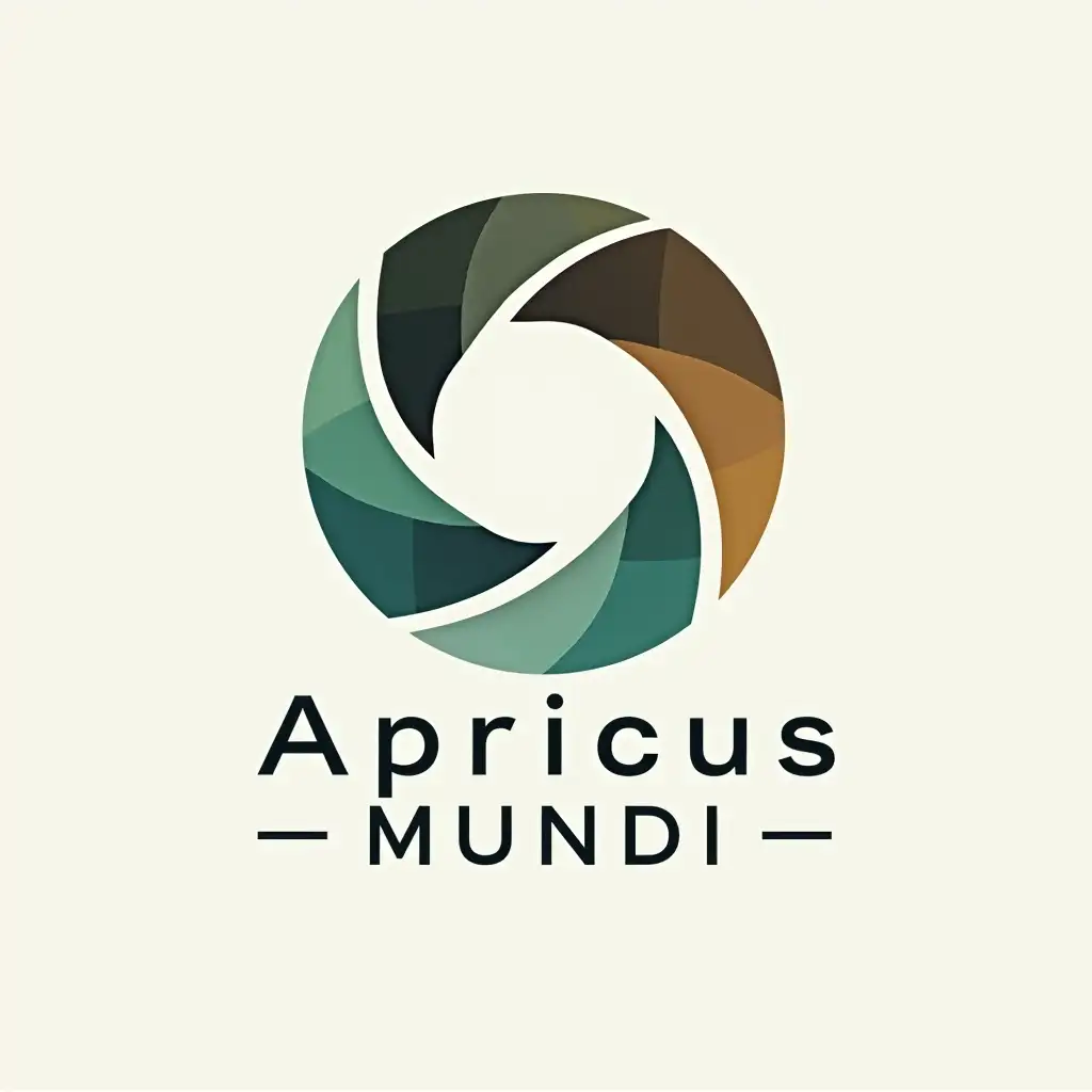 Please create a HD logo for my Travel Photography web page with this moto: Apricus Mundi . Please chose the best color palette combination and make it look very professional.