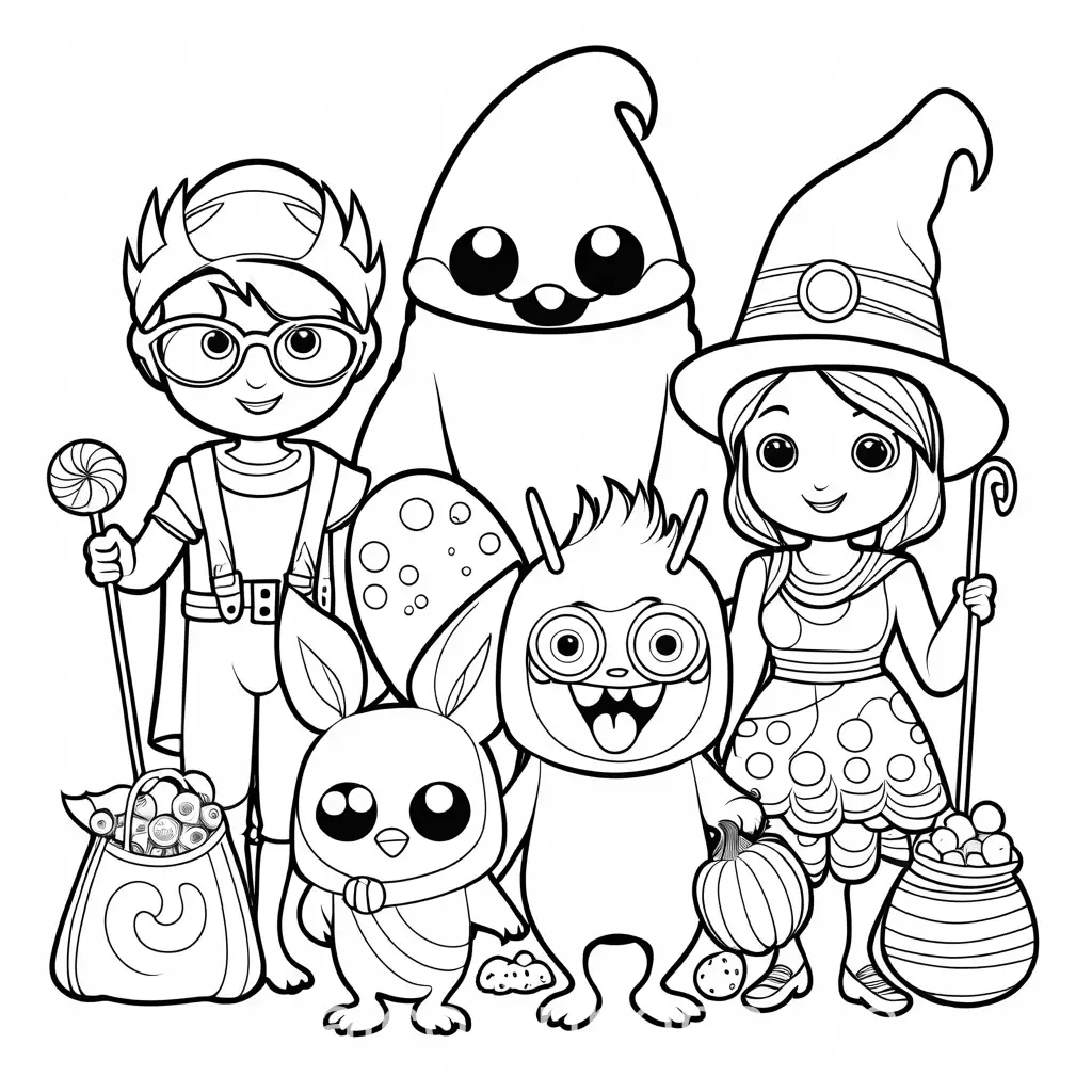 Cute-Monsters-TrickorTreating-Coloring-Page