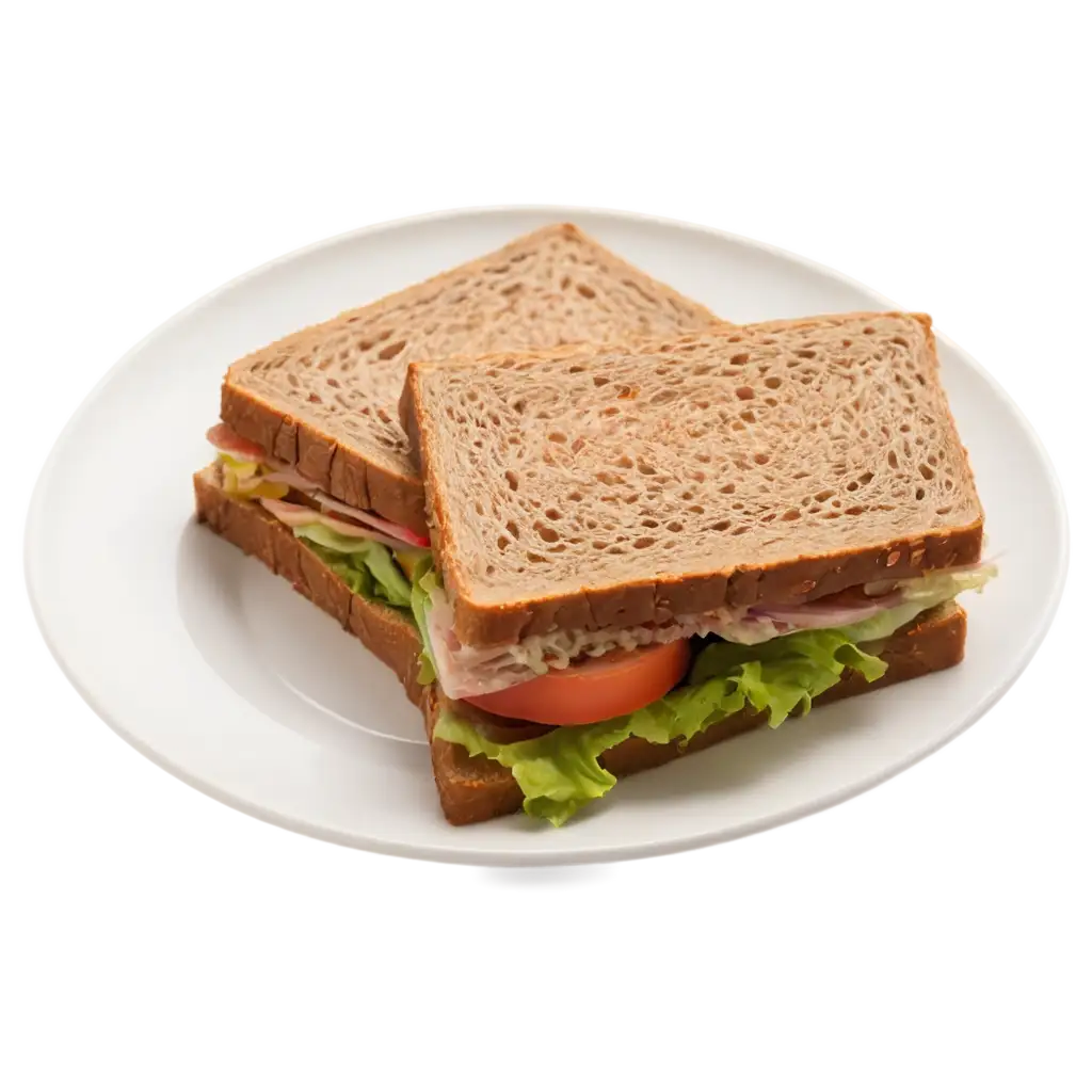 HighQuality-PNG-Image-of-Brown-Bread-Club-Sandwich-in-Pieces-on-a-White-Plate