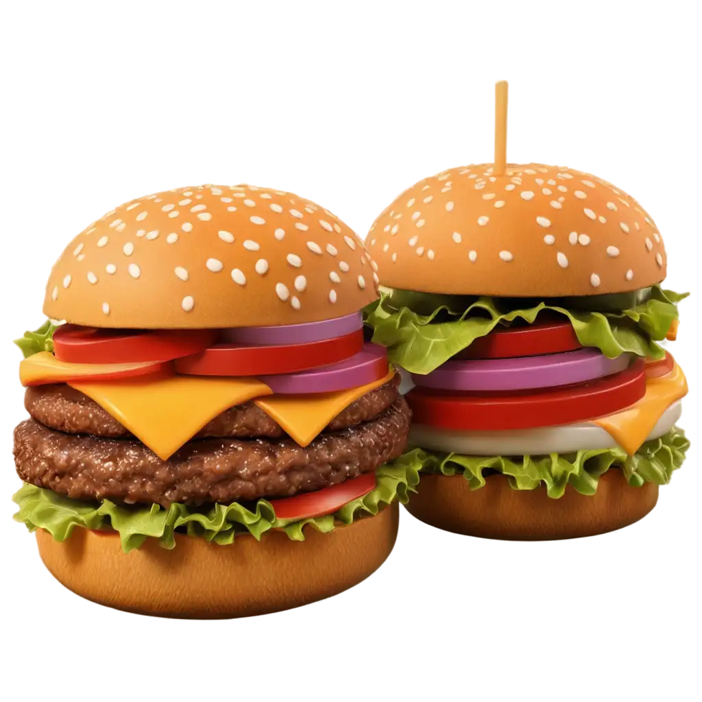 3D-Rendered-Hamburger-PNG-Image-for-HighQuality-Visuals