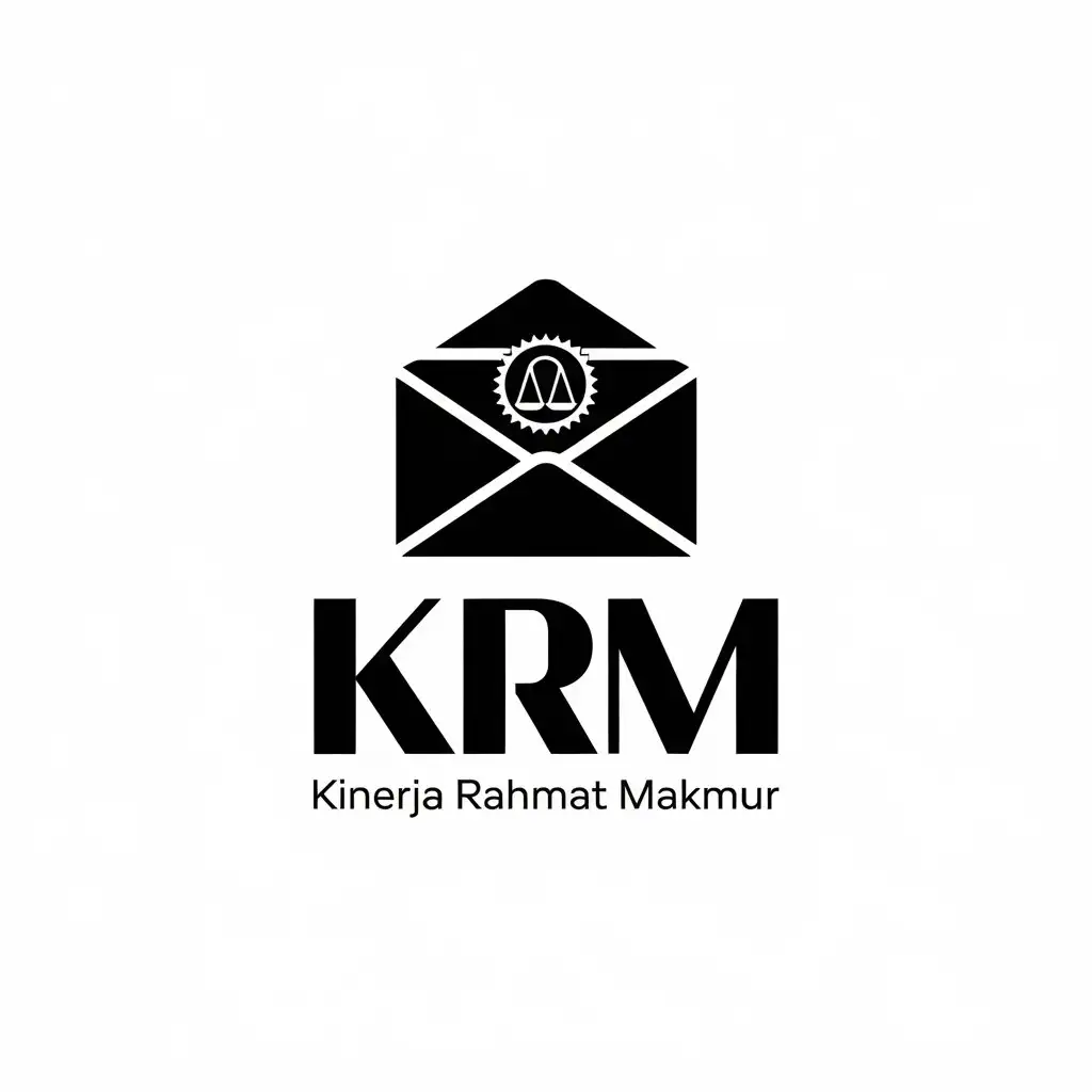 LOGO Design for Kinerja Rahmat Makmur Legal Industry Vector Logo with KRM Envelope and Clear Background