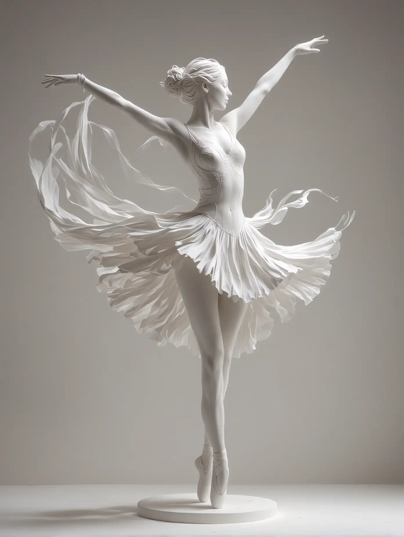 Graceful Ballerina Sculpture in Windy Light