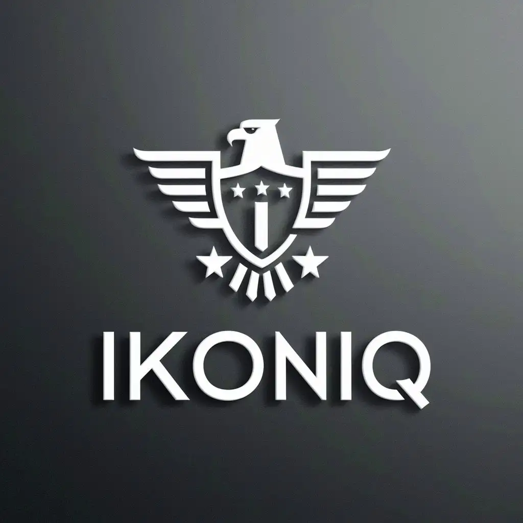 LOGO Design for IKONIQ Minimalistic Eagle Shield with Stars