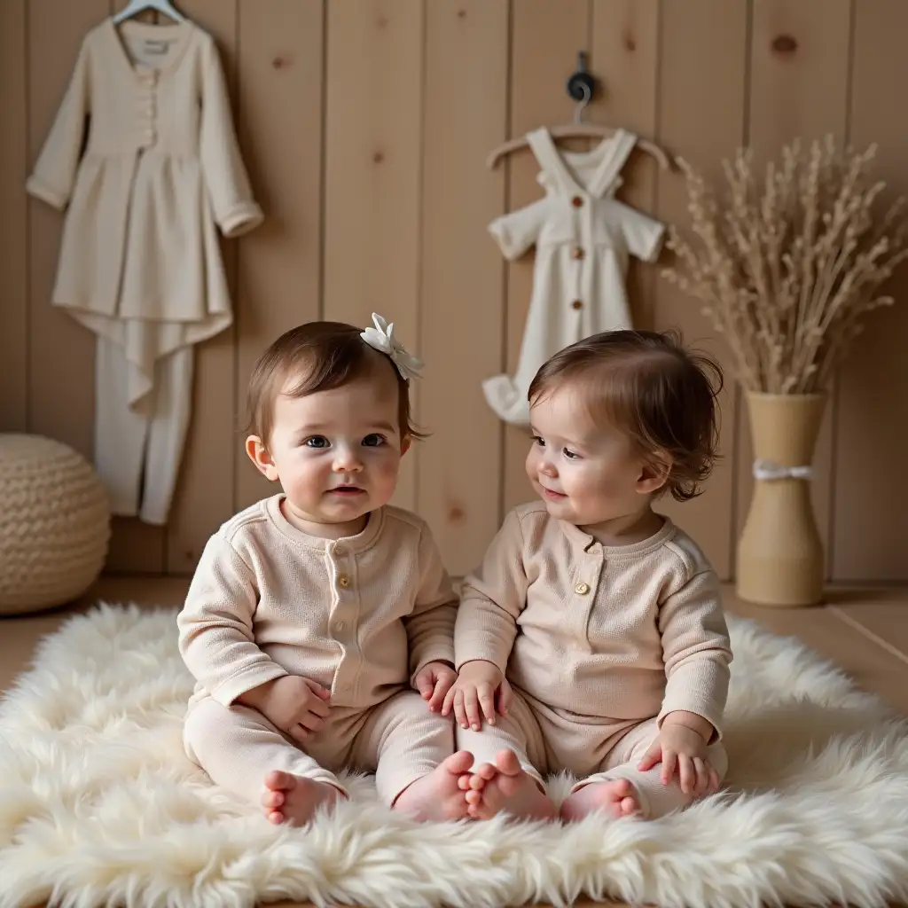 baby girls siting in a studio