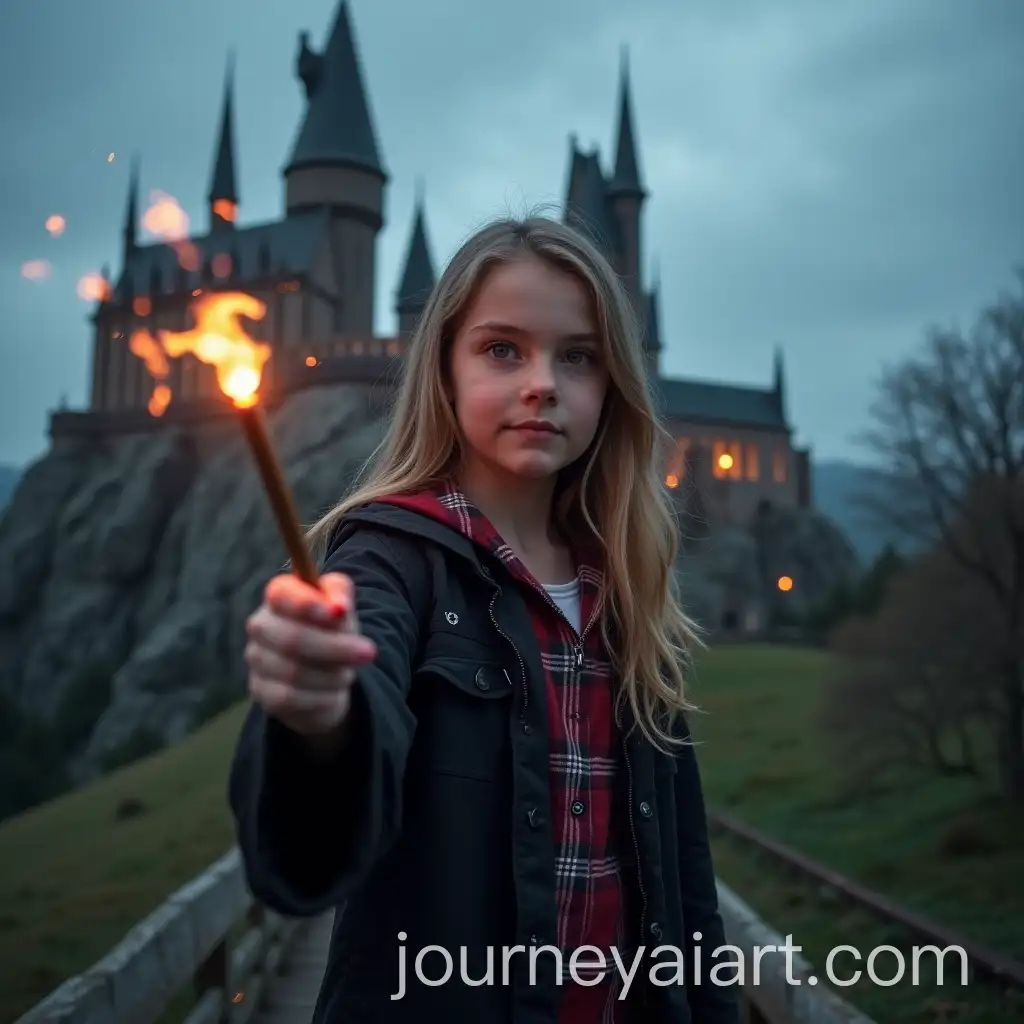 Girl-with-a-Magic-Wand-at-Hogwarts