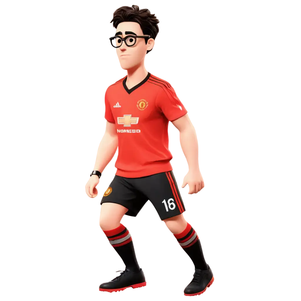 Cartoon-with-Spectacle-in-Manchester-United-Jersey-with-Snapdragon-Logo-PNG-Image-Creation