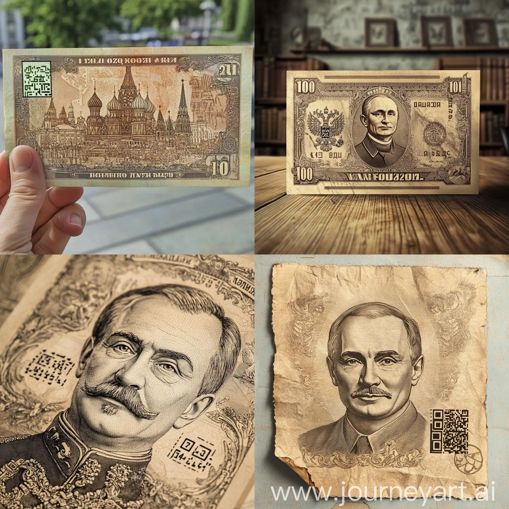 Russian-Banknote-with-QR-Code-Illustration