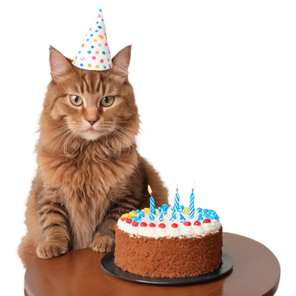 Happy-Birthday-Cat-withPNG-Image-Usage-Scenarios-Cake-and-Candles-PNG-Image-Perfect-for-Party-Invitations-and-Celebrations