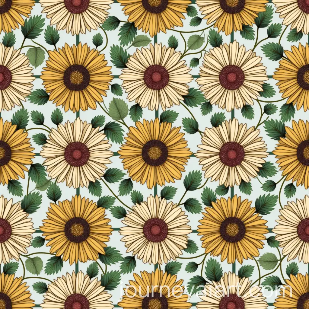Art-Nouveau-Seamless-Pattern-with-Flowers-Greens-and-Rare-Tiny-Birds
