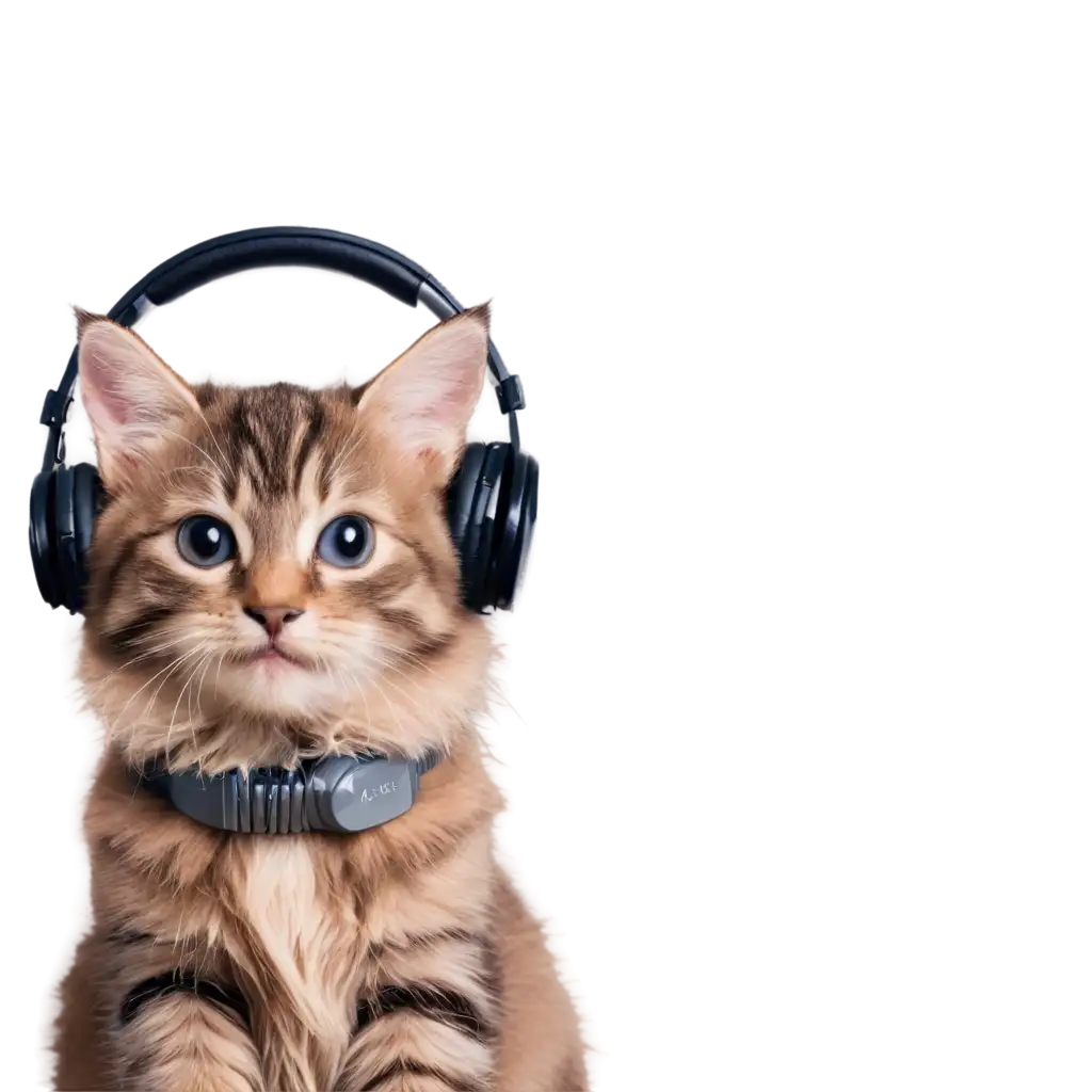 Adorable-Kitten-Listening-to-Music-with-Hello-How-Are-You-Caption-PNG-Image-for-Various-Uses