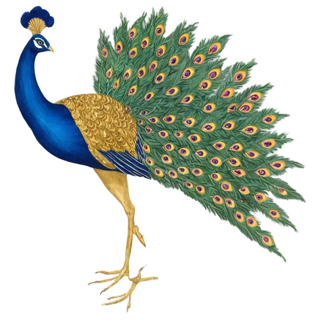 Mughal-Miniature-Peacock-Motif-PNG-Image-Simple-and-Creative-Design-for-Artistic-and-Cultural-Use