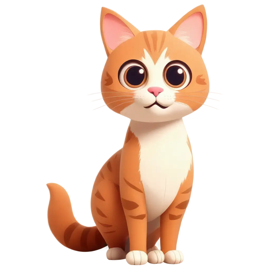 Cute-Cartoon-Cat-PNG-Adorable-2D-Flat-Design-Image-for-Various-Uses