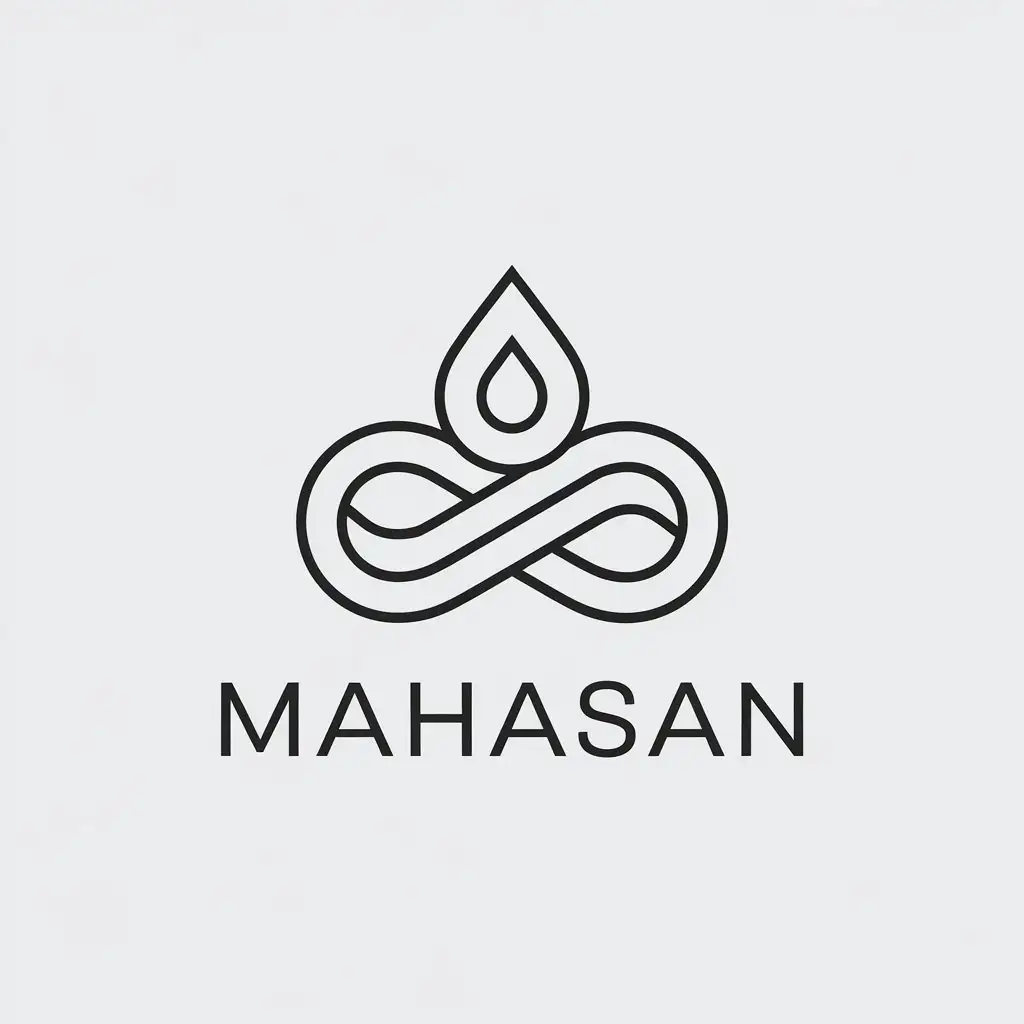 LOGO Design for MAHASAN Minimalistic Drop Wave Infinity Symbol for Restaurant Industry