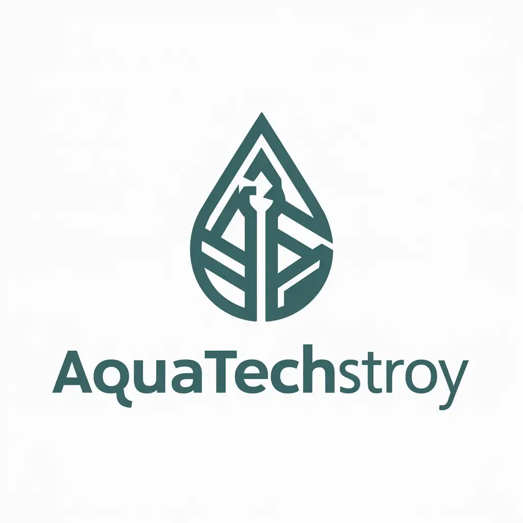 a logo design,with the text "AquaTechStroy", main symbol:Drop of water,Moderate,be used in Construction industry,clear background