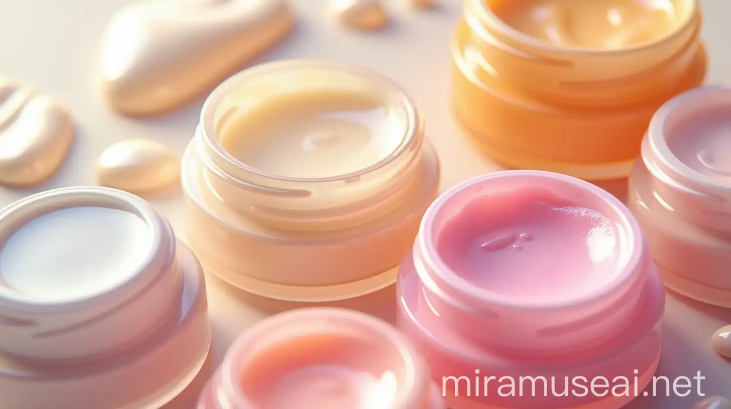 CloseUp of Ointments and Cosmetics with Vivid Textures and Colors