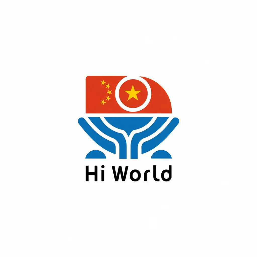 LOGO Design for Hi World China Flag Combined with Person Symbol for Versatility Across Industries