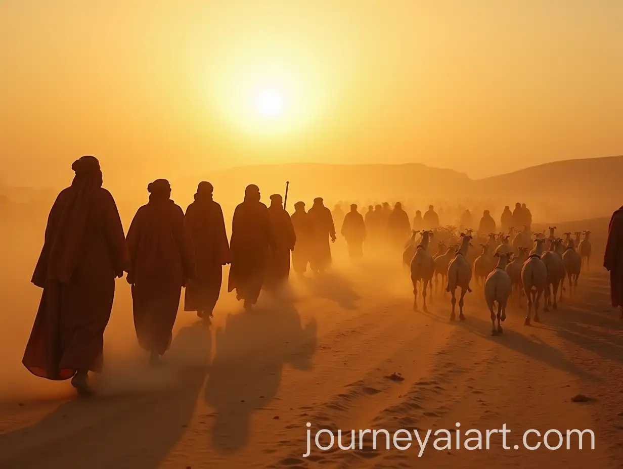 Pilgrims-Herding-GoatsAI-Art-Prompt-Expansion-and-Leading-Camels-in-a-Desert-Landscape