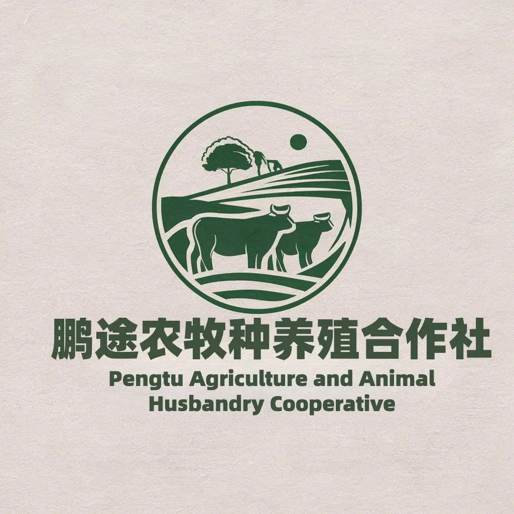 a vector logo design,with the text "Pengtu agricultural pasturing (Qiu County) breeding cooperative society", main symbol:livestock farming,Minimalistic,be used in Travel industry,clear background