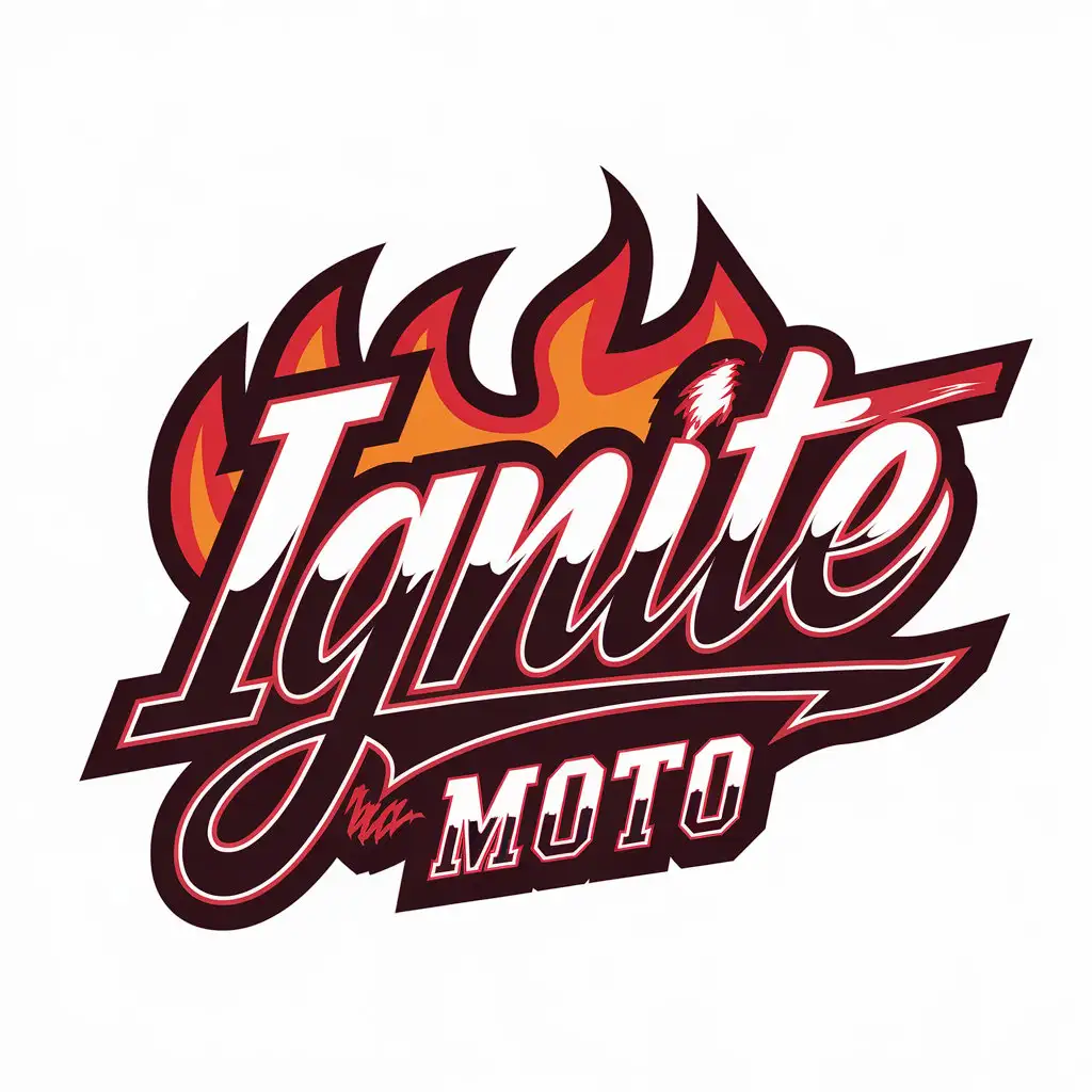 LOGO Design for Ignite Moto Gradient Black Red Calligraphy with Flames