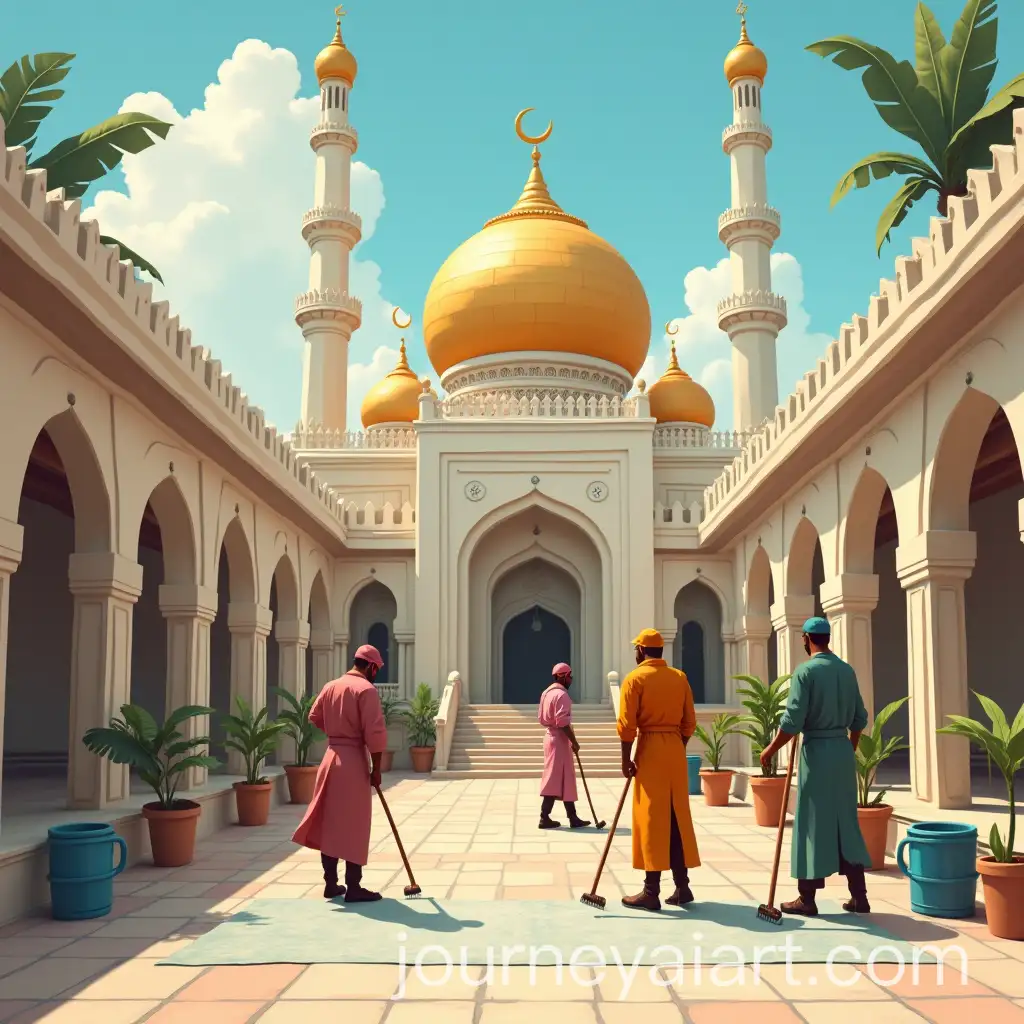 Cleaning-Crew-Working-Together-at-Religious-Places-of-Worship