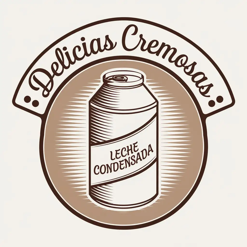 LOGO Design for Delicias Cremosas Vector Design Featuring Sweetened Condensed Milk for the Restaurant Industry