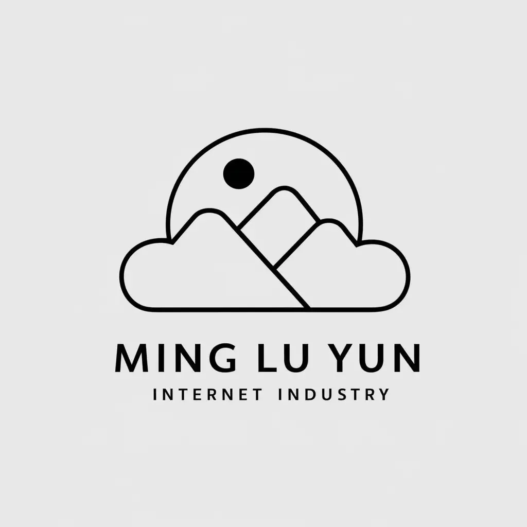 a vector logo design,with the text "Ming Lu Yun", main symbol:moon mountain cloud,Minimalistic,be used in Internet industry,clear background