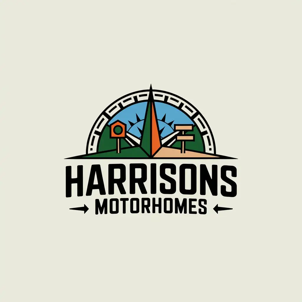 LOGO Design for Harrisons Motorhomes Compass Map Signpost and Adventure Theme