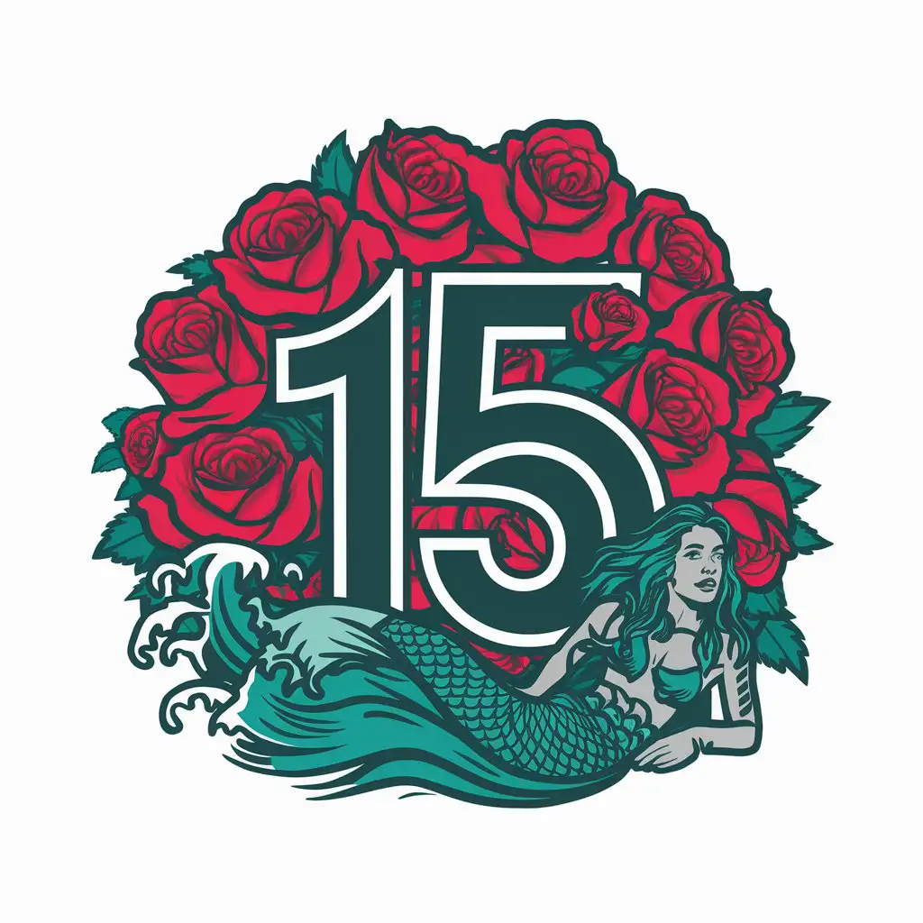 LOGO-Design-For-Sports-Fitness-Elegant-Vector-Logo-with-Roses-Waves-and-Mermaid-Theme