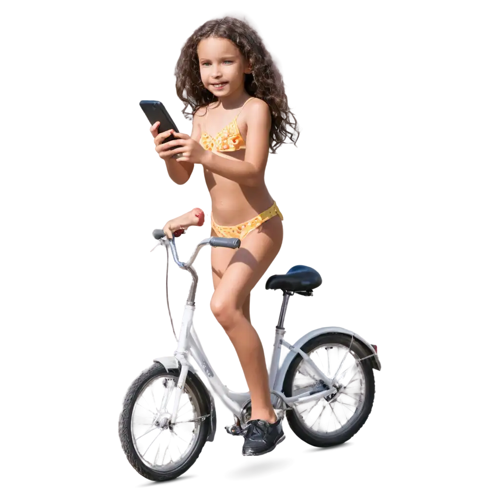 Stylish-PNG-Image-Little-Girl-in-Bikini-Riding-Bicycle-with-Cellphone