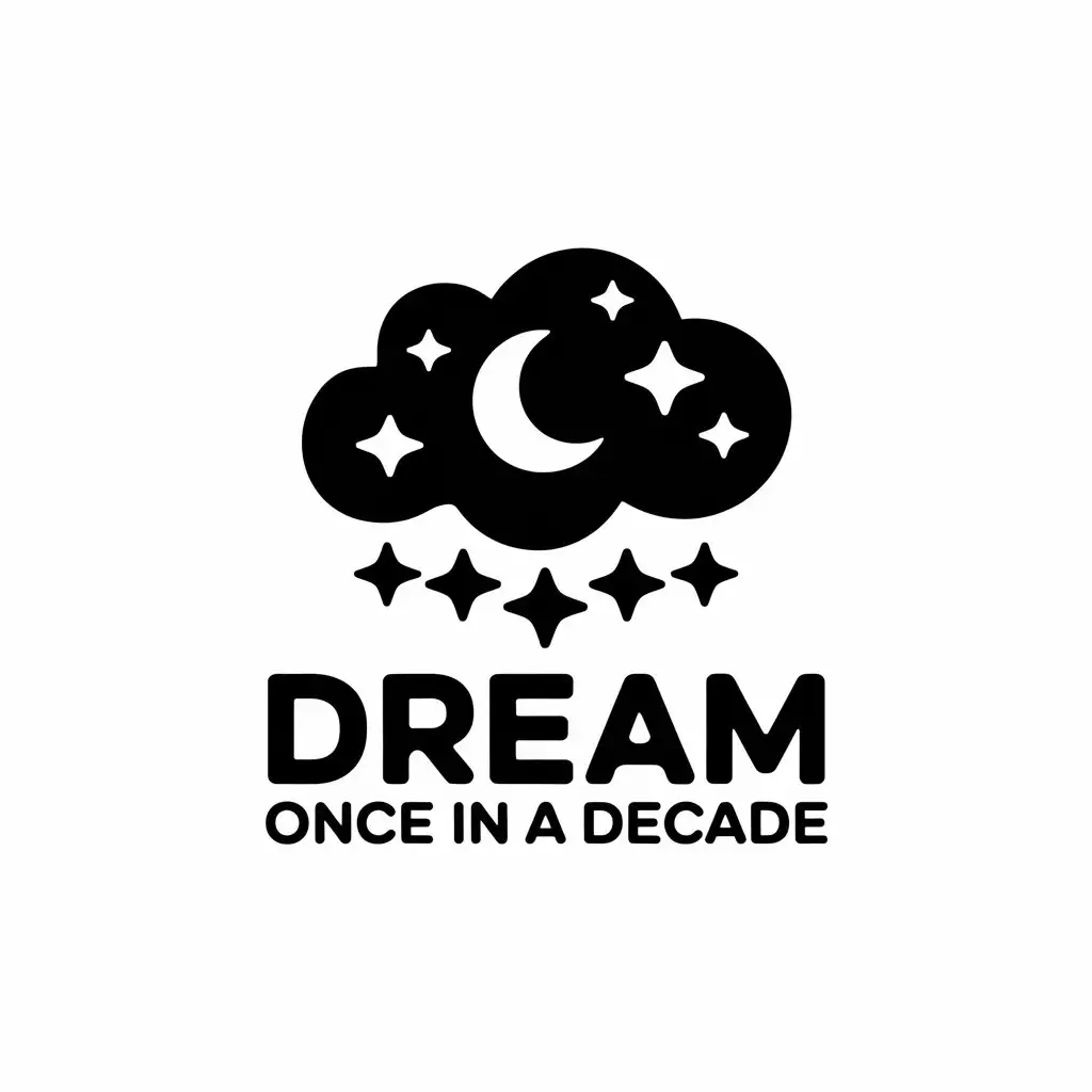 a vector logo design,with the text "dream once in a decade", main symbol:Dream, moon, stars,Moderate,clear background