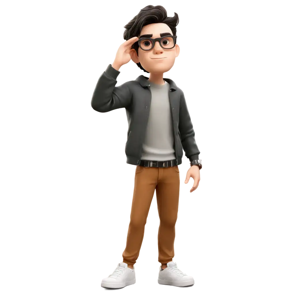 Cartoon-PNG-of-a-DullLooking-Boy-with-Pimples-and-Black-Specs-Trying-to-Look-Cool