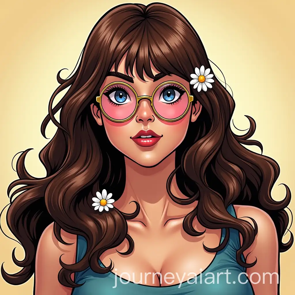 PlusSized-Woman-with-Daisies-in-Hair-in-Marvel-Comic-Style