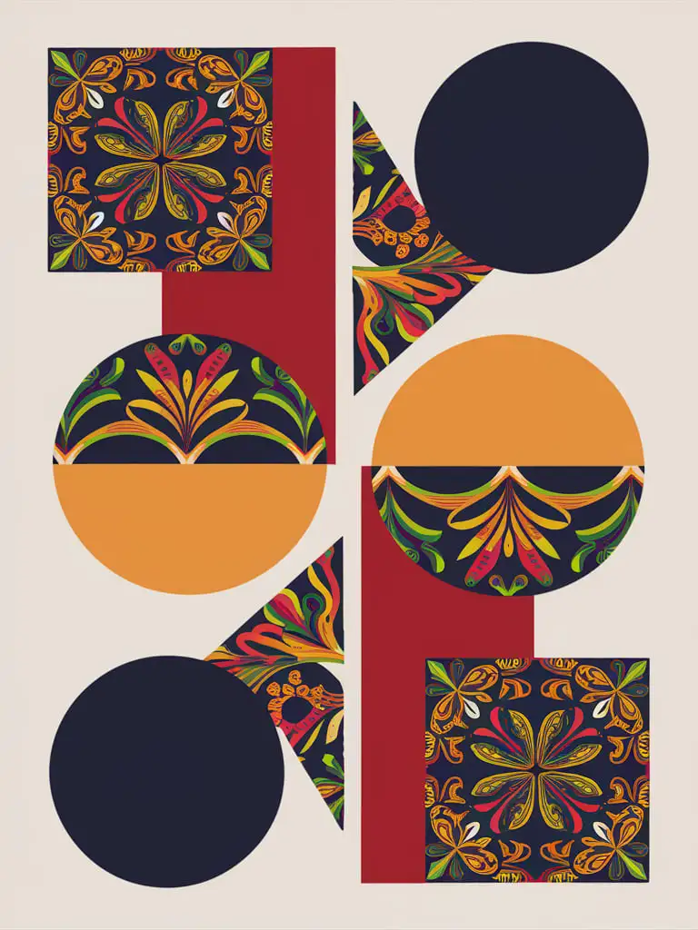 Geometric-Composition-with-Rectangles-Circles-and-Triangles-in-Patterned-Design