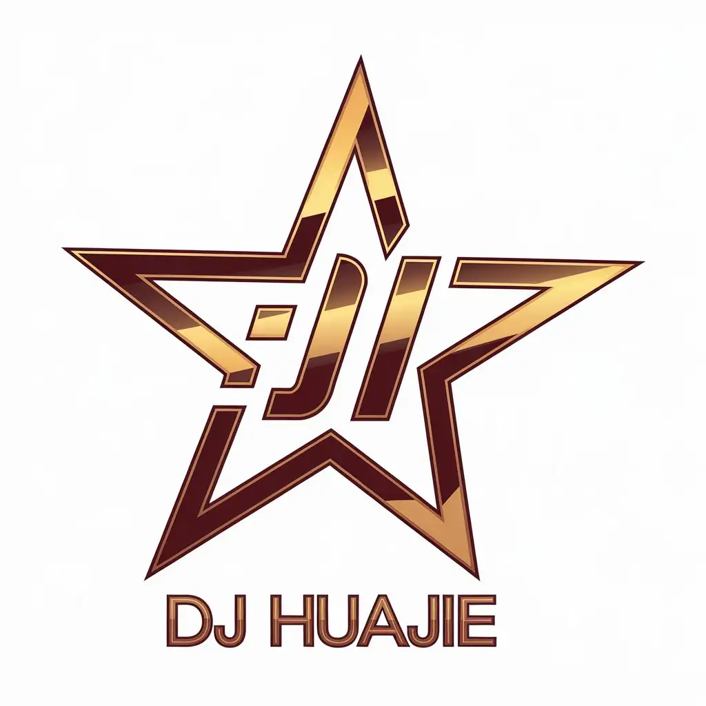 a vector logo design,with the text "DJ Huajie", main symbol:shiny,Moderate,be used in Entertainment industry,clear background